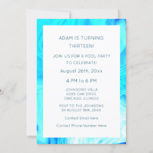 Invitación 13.ª edad de Personalizado de Guay Artsy Blue Abst