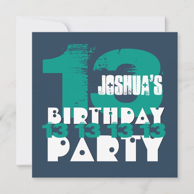 Invitación 13.ª fiesta de cumpleaños Grunge Z13A de 13 años (Anverso)
