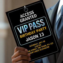 Invitación 13.ª fiesta de cumpleaños, pase VIP, nivel 13, niñ