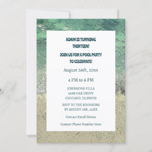 Invitación 13.ª piscina de cumpleaños Fiesta de agua Resumen