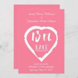 Invitación 13.º aniversario Boda encaje tradicional