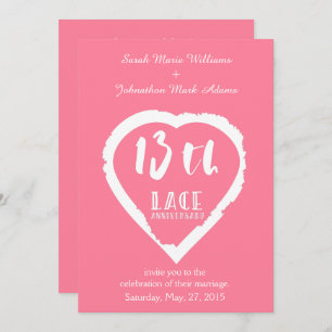 Invitación 13.º aniversario Boda encaje tradicional