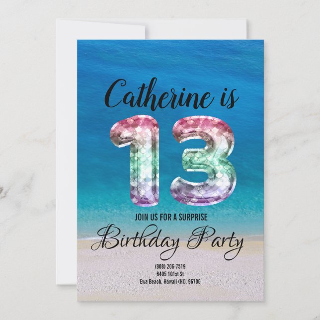 Invitación 13.º cumpleaños (Anverso)
