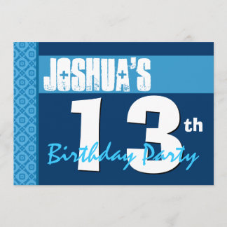 Invitación 13.º cumpleaños azul moderno X210
