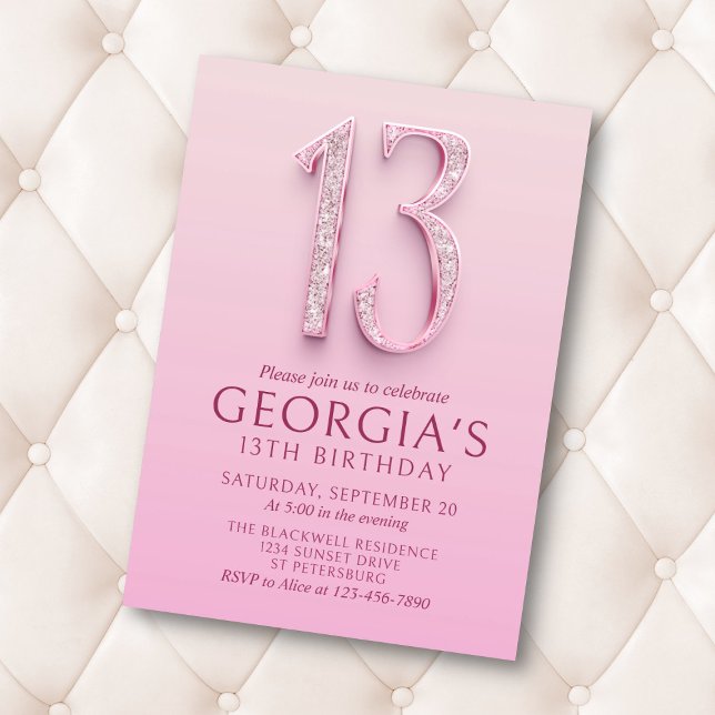 Invitación 13.º cumpleaños de diamantes rosados (Subido por el creador)