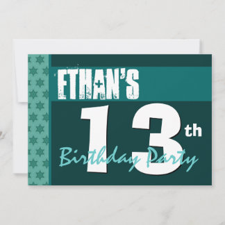 Invitación 13.º Cumpleaños Moderno Para Él Verde X208