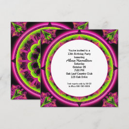 Invitación 13.º cumpleaños Neon Kaleidoscope