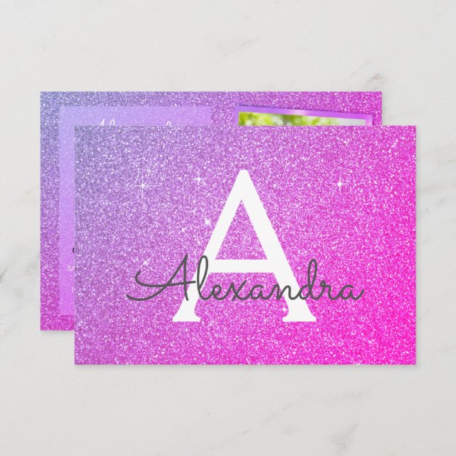 Invitación 13.º cumpleaños Sparkle Pink Photo (Anverso / Reverso)