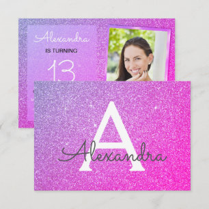 Invitación 13.º cumpleaños Sparkle Pink Photo