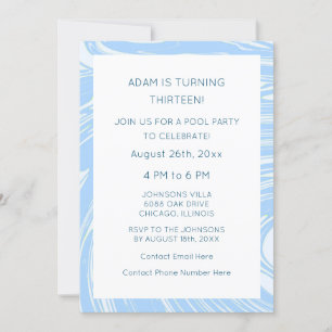 Invitación 13.º Personalizado de cumpleaños Edad Azul Abstrac