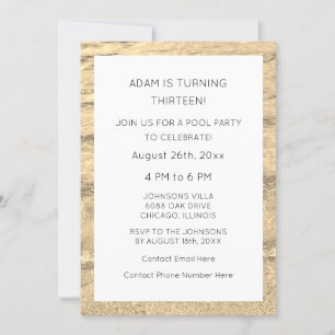 Invitación 13.º Personalizado de cumpleaños Edad de Agua Resu