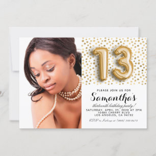 Invitación 13.º retrato de oro de Confetti