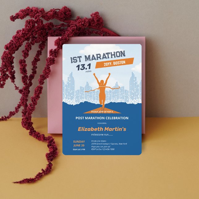 Invitación 13,1 millas Fiesta de Maratón de Correos (13.1miles 1ST Marathon-Post Marathon Party Invitation)