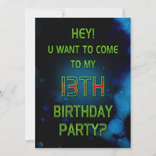 Invitación 13 cumpleaños, invitación, azul, ¿quieres venir?