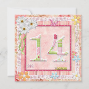 Invitación 14.ª fiesta de cumpleaños estilo scrapbooking