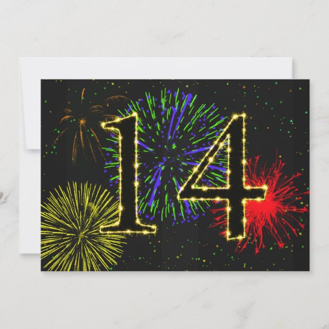 Invitación 14.ª fiesta de cumpleaños invitada (Anverso)