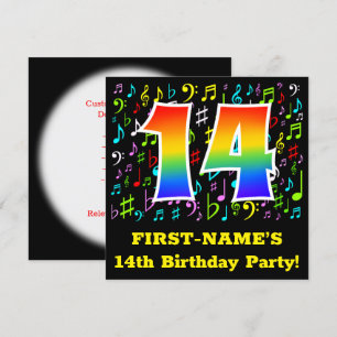 Invitación 14.ª fiesta de cumpleaños: símbolos de música dive