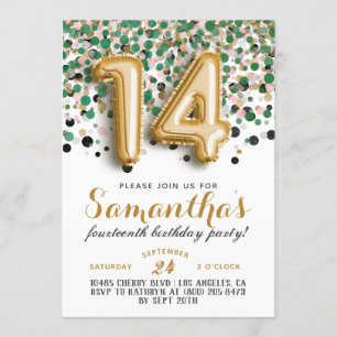 Invitación 14.º cumpleaños - Confetti