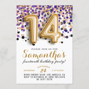 Invitación 14.º cumpleaños - Confetti