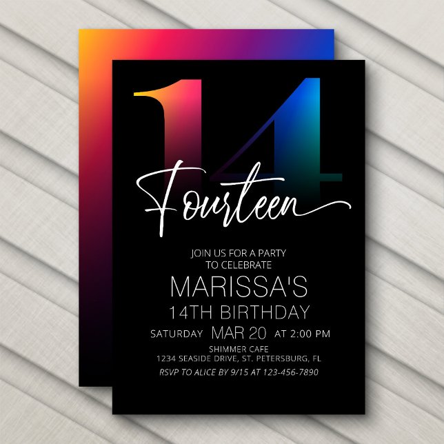Invitación 14.º cumpleaños moderno (Subido por el creador)