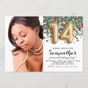 Invitación 14.º retrato de oro de Confetti