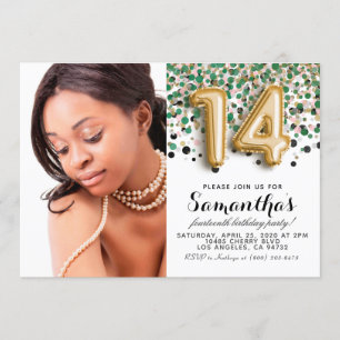 Invitación 14.º retrato de oro de Confetti