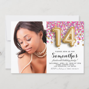Invitación 14.º retrato de oro de Confetti