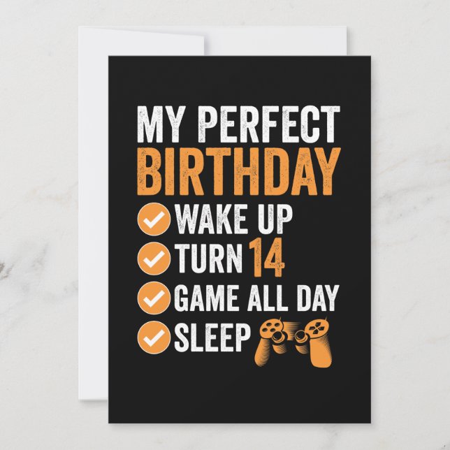 Invitación 14.º Turno 14 Mi Juego Perfecto De Cumpleaños (Anverso)