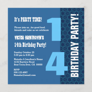 Invitación 14 Aniversario moderno de la Marina Azul Estrellas