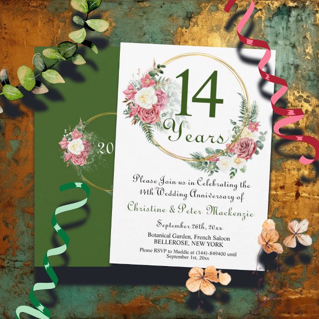 Invitación 14 años Rosas del Boda de Marfil marco de oro (Subido por el creador)