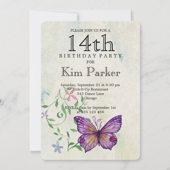 Invitación 14 cumpleaños (Anverso)