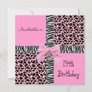 Invitación 14 cumpleaños adolescente Vaca rosa sal