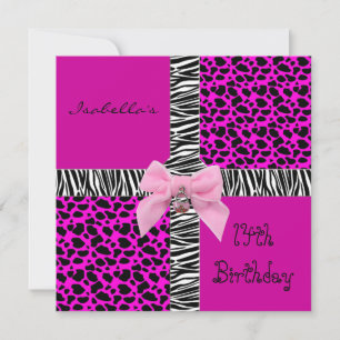 Invitación 14 cumpleaños adolescente Vaca rosa sal