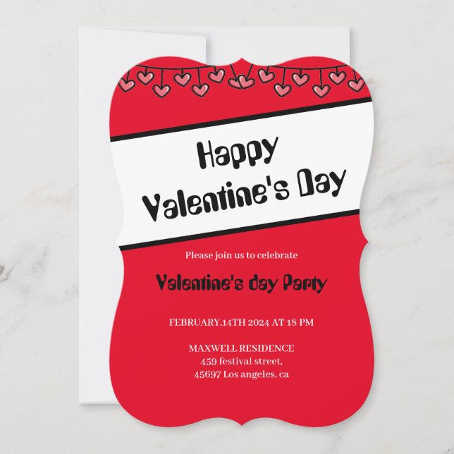 Invitación 14 de febrero feliz día de San Valentín (Anverso)