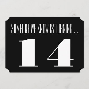 Invitación 14to La fiesta de cumpleaños invita, blanco y