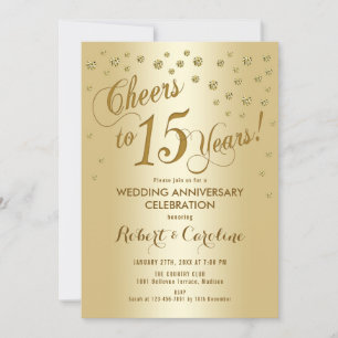 Invitación 15º Aniversario de Boda en Dorado