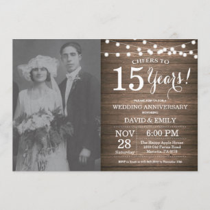 Invitación 15º Aniversario de Boda Madera Rústica
