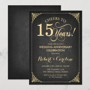 Invitación 15º Aniversario de Boda - Pizarra Dorada