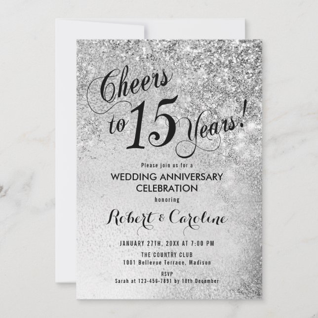 Invitación 15º Aniversario de Boda Plata (Anverso)