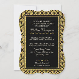 Invitación 15.ª Fiesta de Cumpleaños Glam Gran Estilo Gatsby