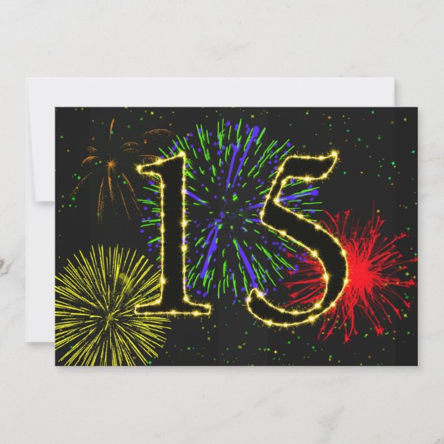 Invitación 15.ª fiesta de cumpleaños invitada (Anverso)