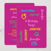 15.ª Fiesta de Cumpleaños Nombre Personalizado Hot