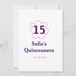 Invitación 15.ª quinceañera feliz cumpleaños púrpura rosa