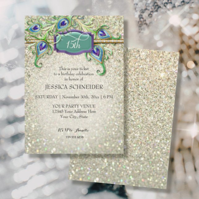 Invitación 15.ª Quinceanera Quince Anos Cumpleaños Peacock (Subido por el creador)