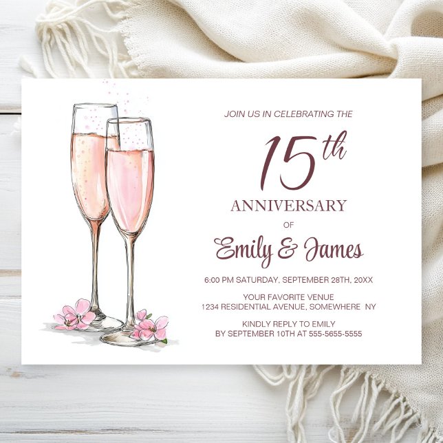 Invitación 15.º Aniversario Boda Champagne (Subido por el creador)