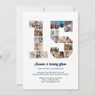 Invitación 15.º Collage de fotos 15 Personalizados