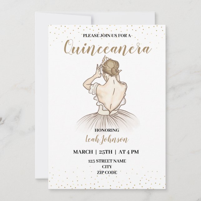 Invitación 15.º cumpleaños Quinceanera (Anverso)