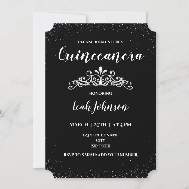 Invitación 15.º cumpleaños Quinceanera (Anverso)
