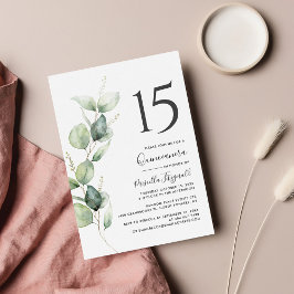Invitación 15.º cumpleaños Quinceanera Eucalyptus Foliage