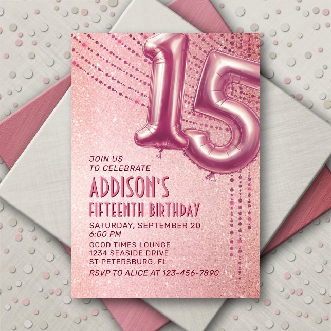 Invitación 15.º Rosa de oro de Chica adolescente (Subido por el creador)